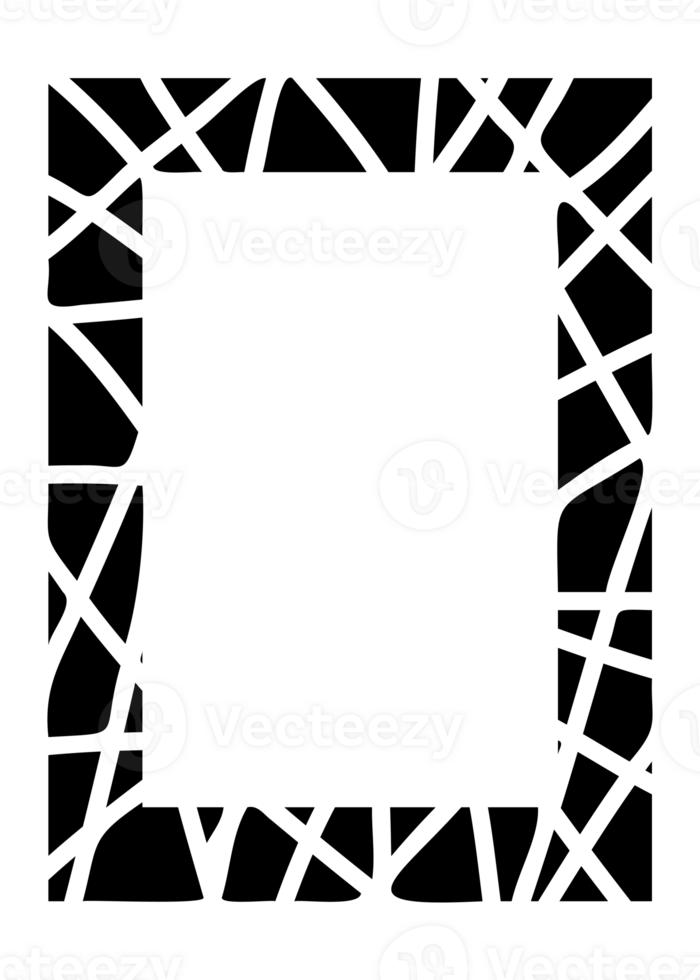 Black rectangle vertical mosaic frame. Monochrome flat border. Copy space for your text and image. PNG with transparent background.