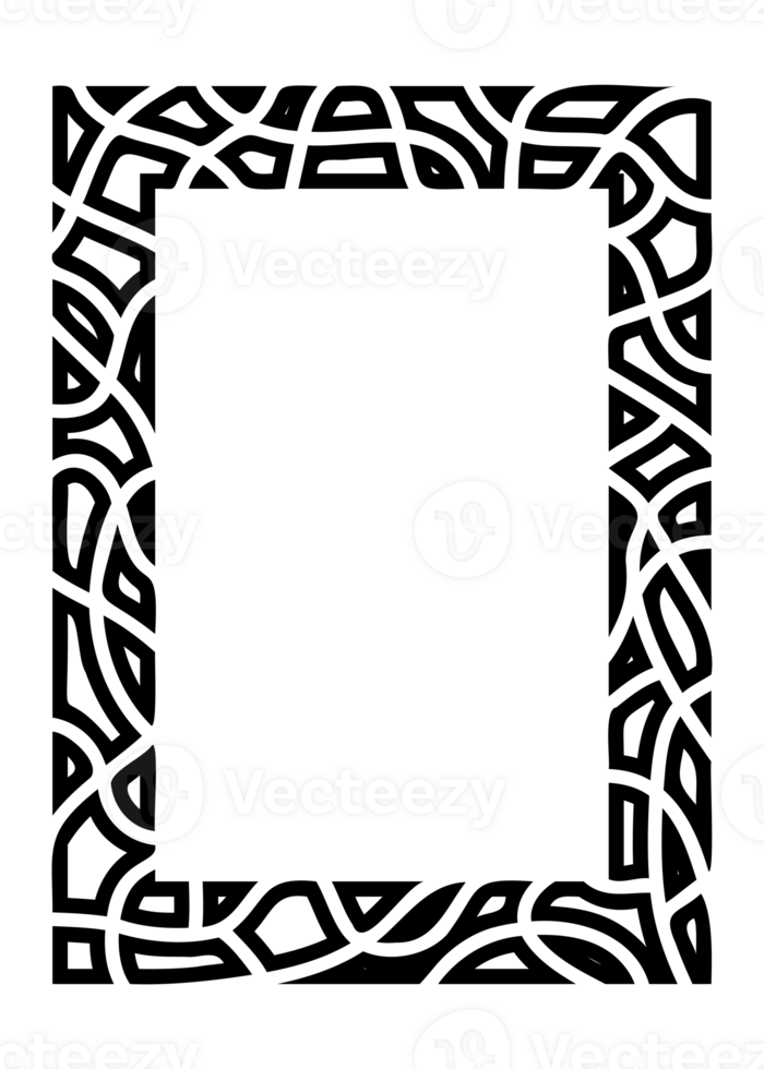 Black rectangle vertical mosaic frame. Monochrome flat border. Copy space for your text and image. PNG with transparent background.