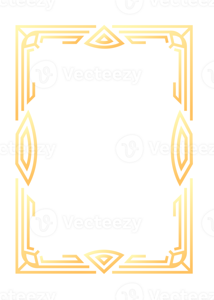 Abstract rectangle frame. Vertical rectangular golden frame.PNG with transparent background. png