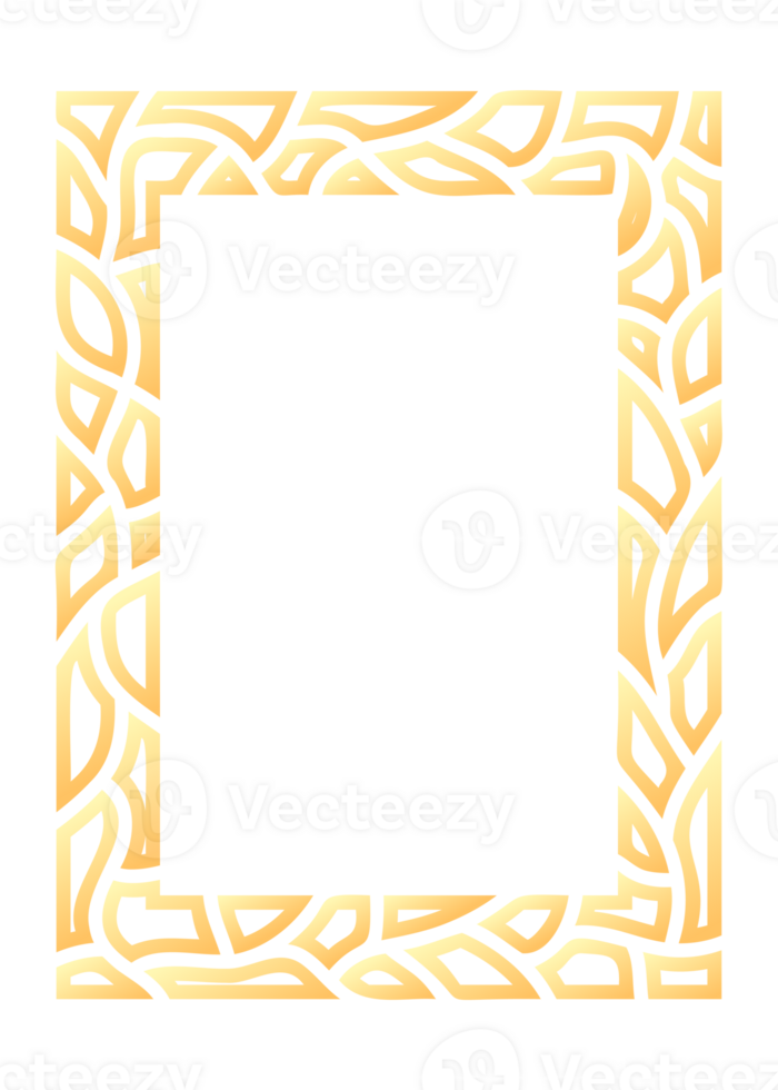 Abstract rectangle frame. Vertical rectangular golden frame.PNG with transparent background. png