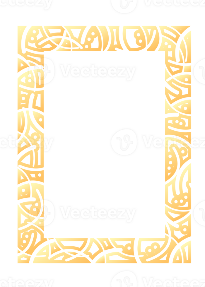 Abstract rectangle frame. Vertical rectangular golden frame.PNG with transparent background. png