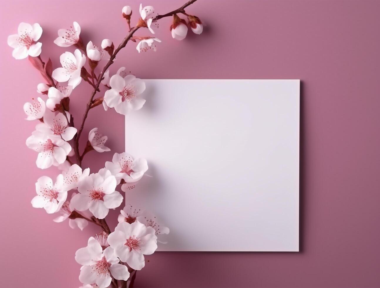 Tropical floral background copy space with paper. photo