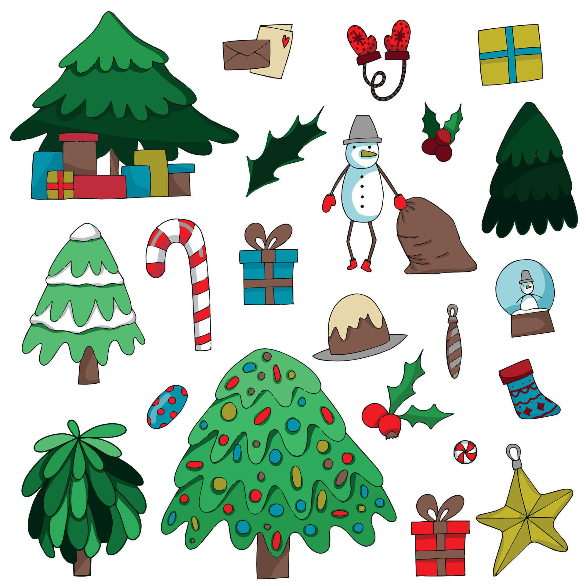 Big clipart bundle for christmas and new year design. Christmas ...