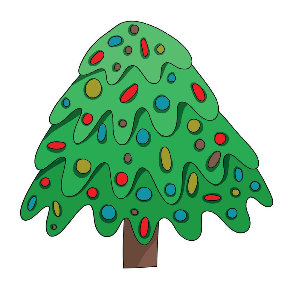 garabatear estilo Navidad árbol. nuevo año y Navidad víspera decoración elemento vector