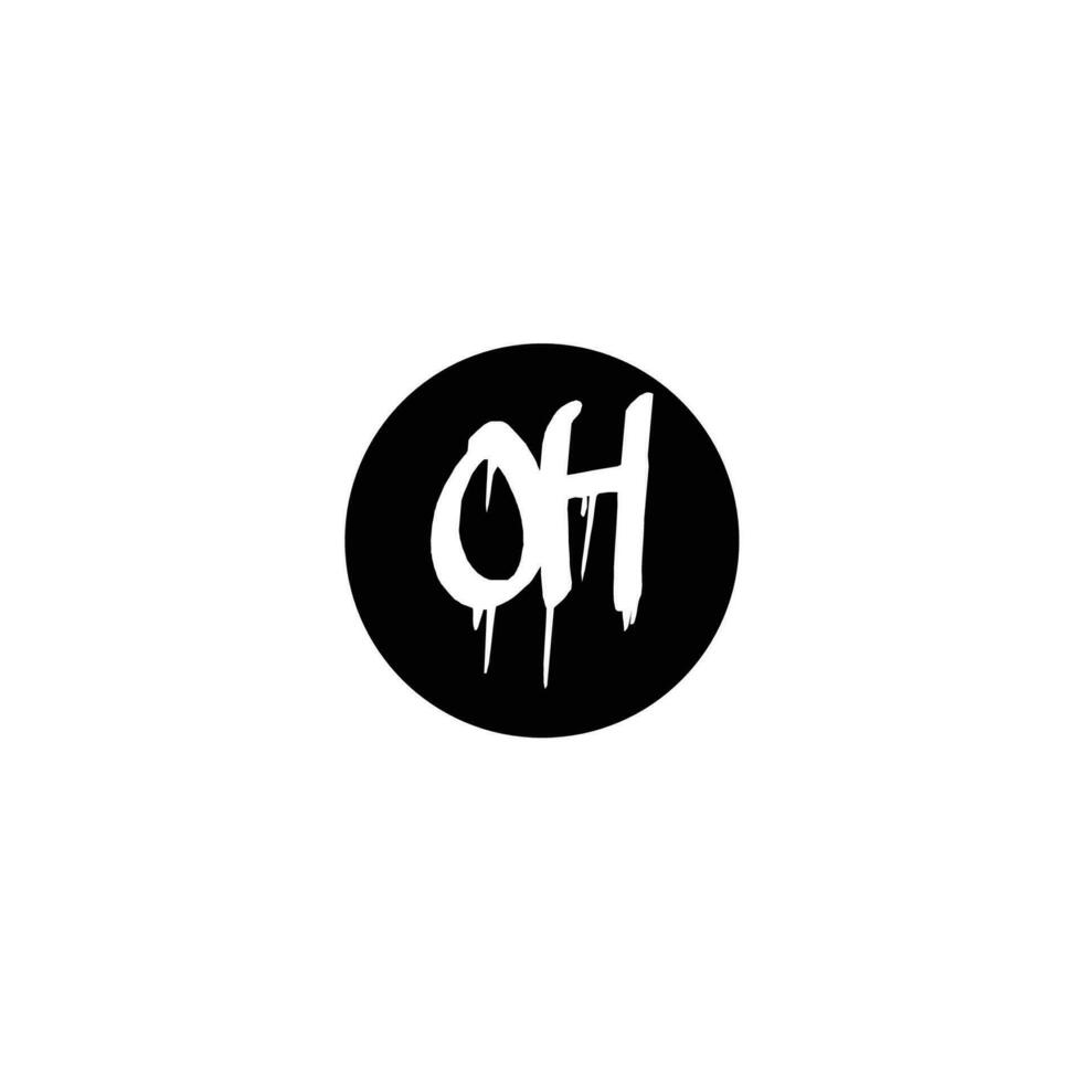 Initial OH letter drip template design vector