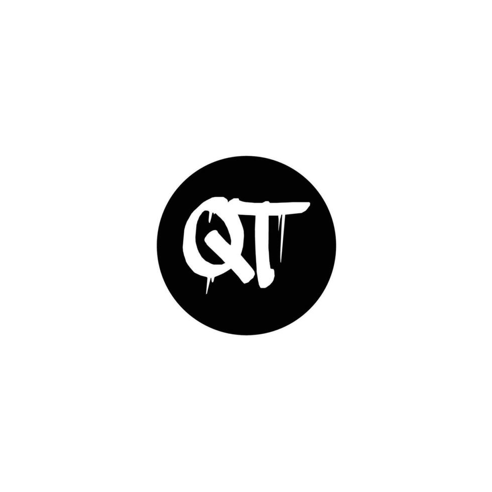 Initial QT letter drip template design vector