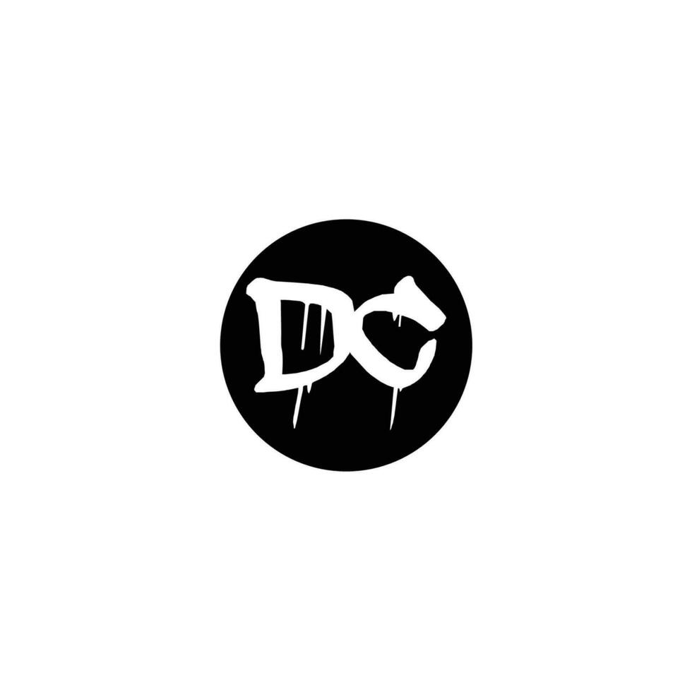 Initial DC letter drip template design vector