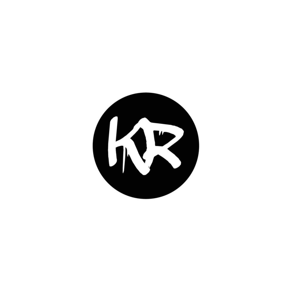 Initial KR letter drip template design vector