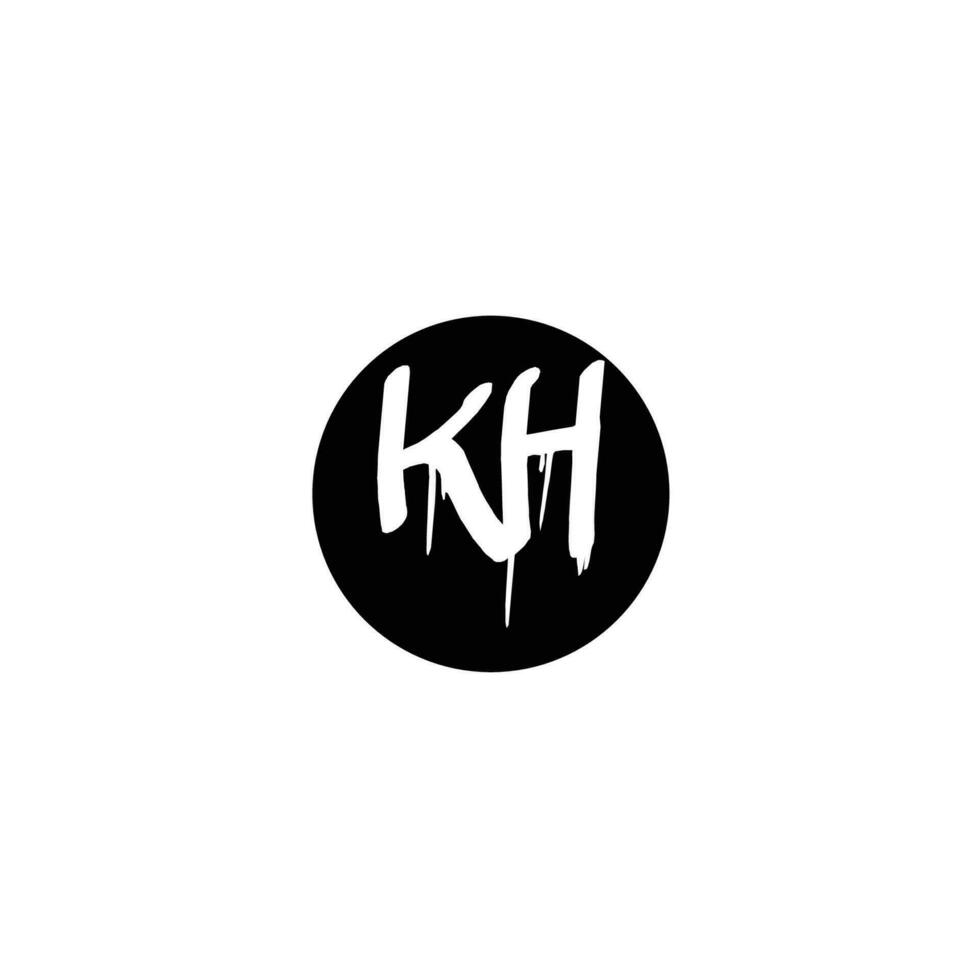 Initial KH letter drip template design vector