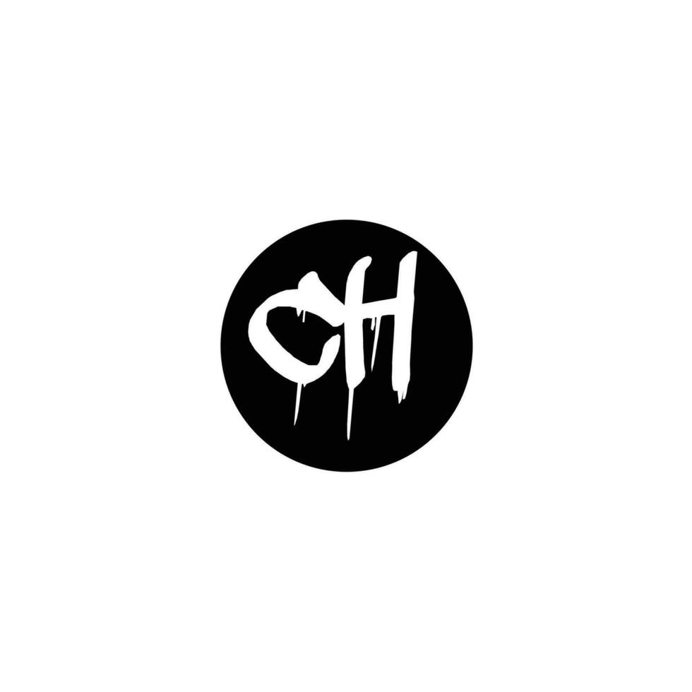 Initial CH letter drip template design vector