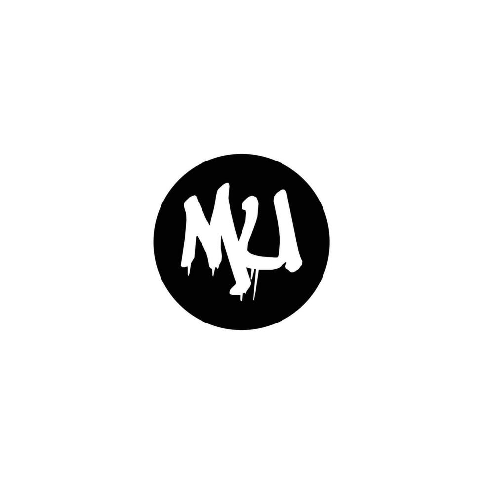Initial MU letter drip template design vector