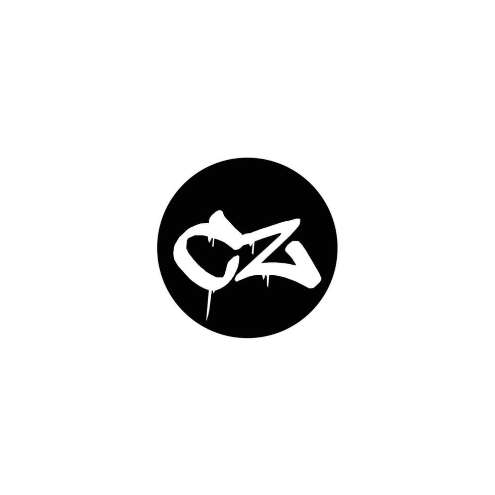 Initial CZ letter drip template design vector
