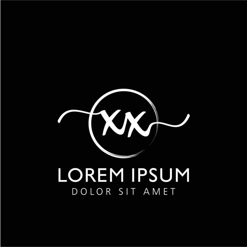 Letter XX Initial handwriting logo with signature and hand drawn style. vector