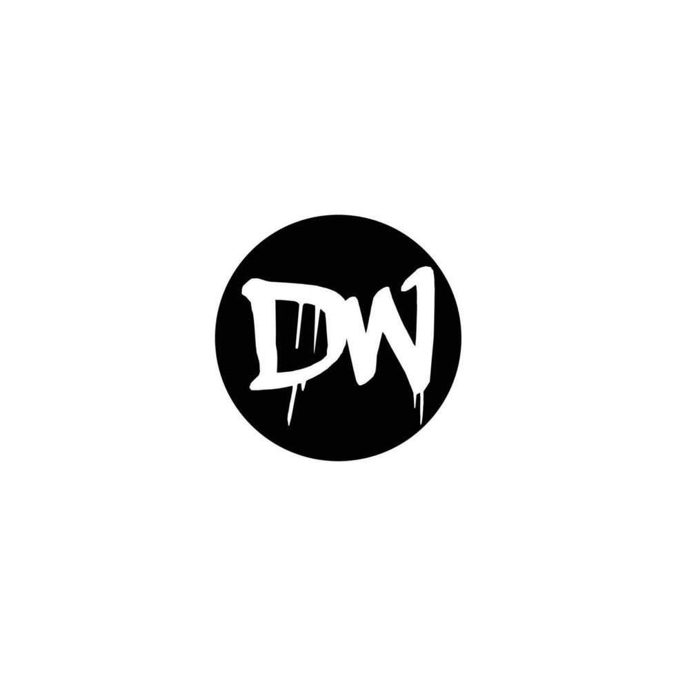 Initial DW letter drip template design vector