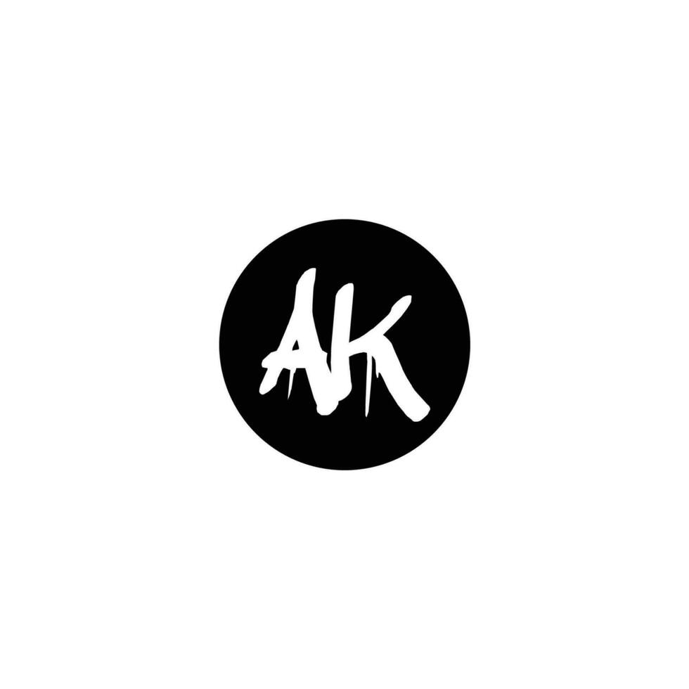 Initial AK letter drip template design vector