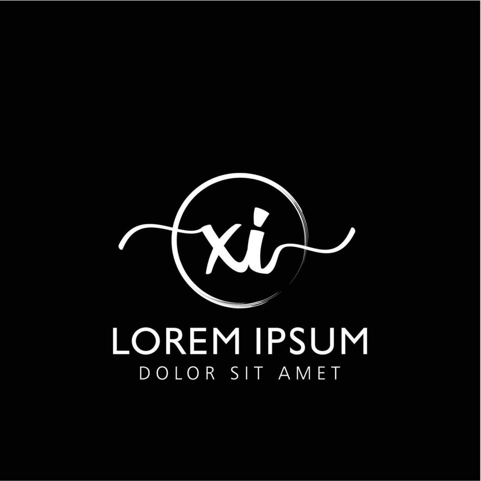 Letter XI Initial handwriting logo with signature and hand drawn style. vector