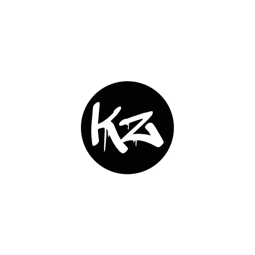 Initial KZ letter drip template design vector