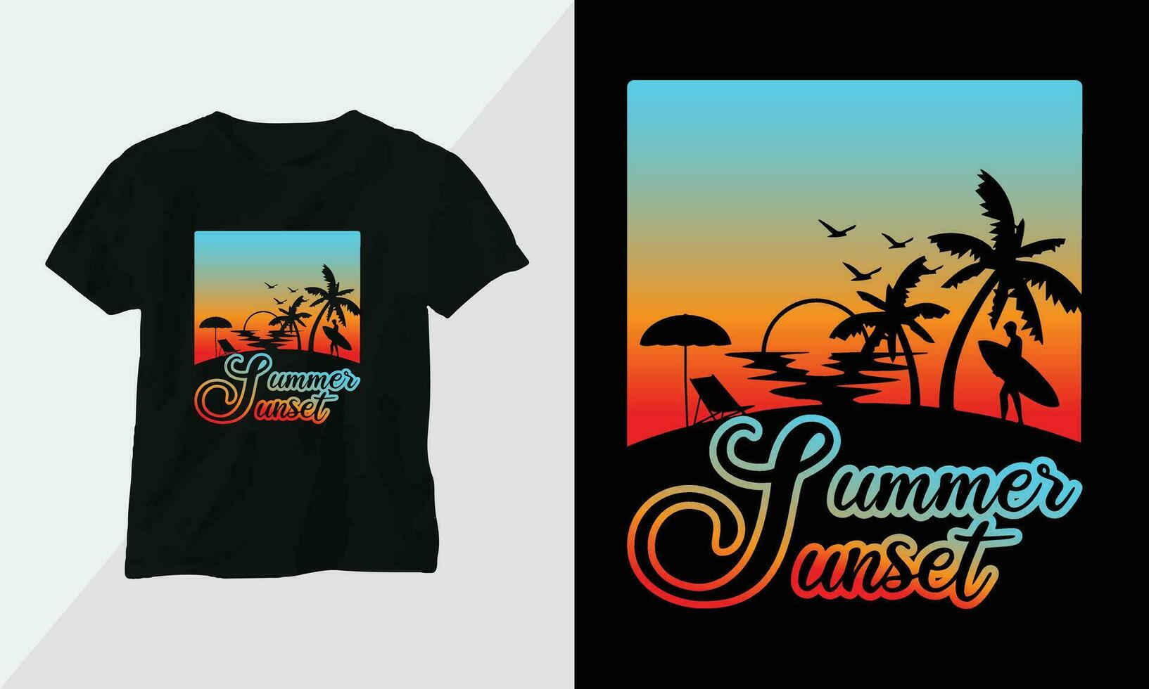 Summer Surfing t-shirt design concept. all designs are colorful and created using Surfboard, beach, summer, sea, etc vector