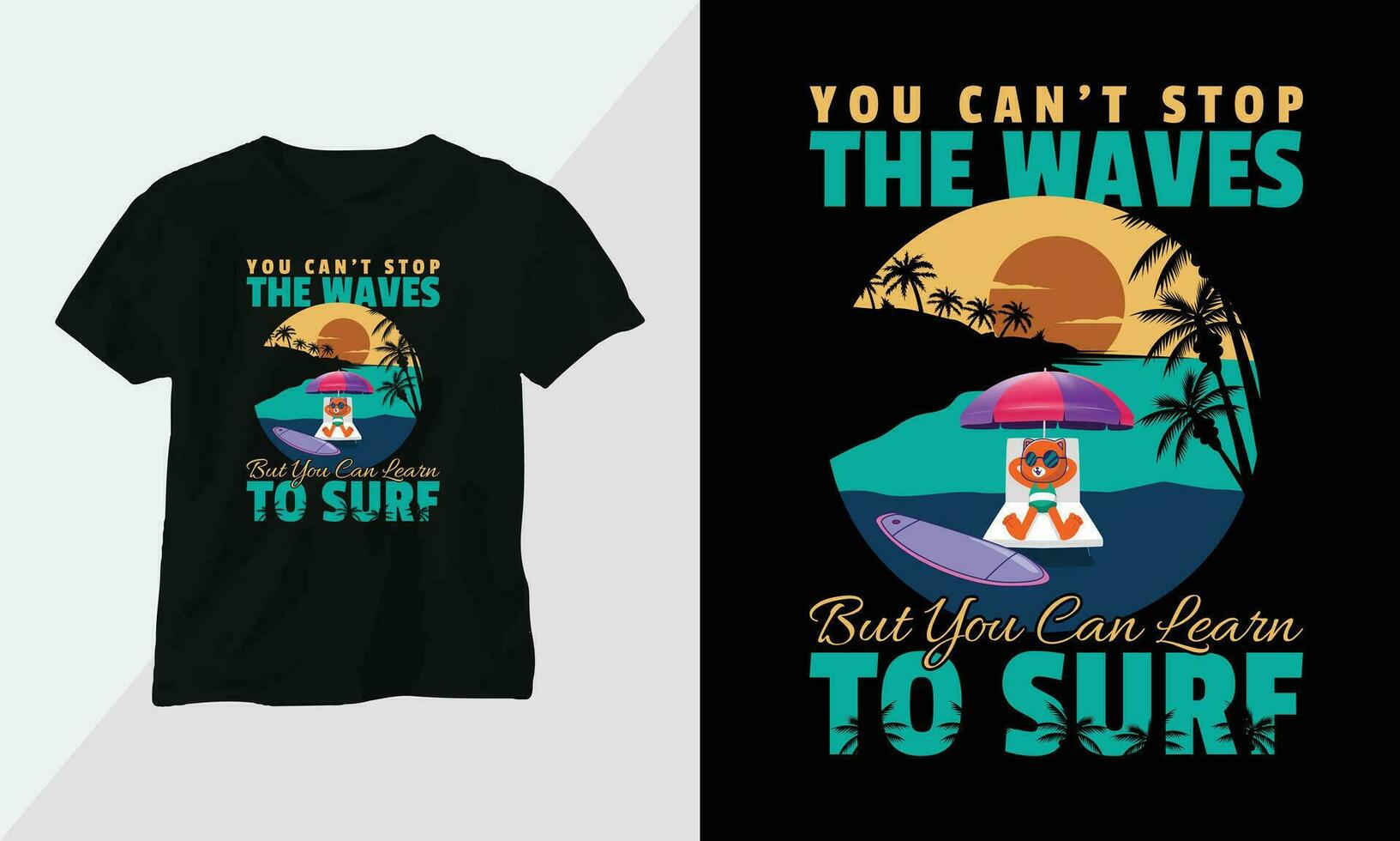 Summer Surfing t-shirt design concept. all designs are colorful and created using Surfboard, beach, summer, sea, etc vector