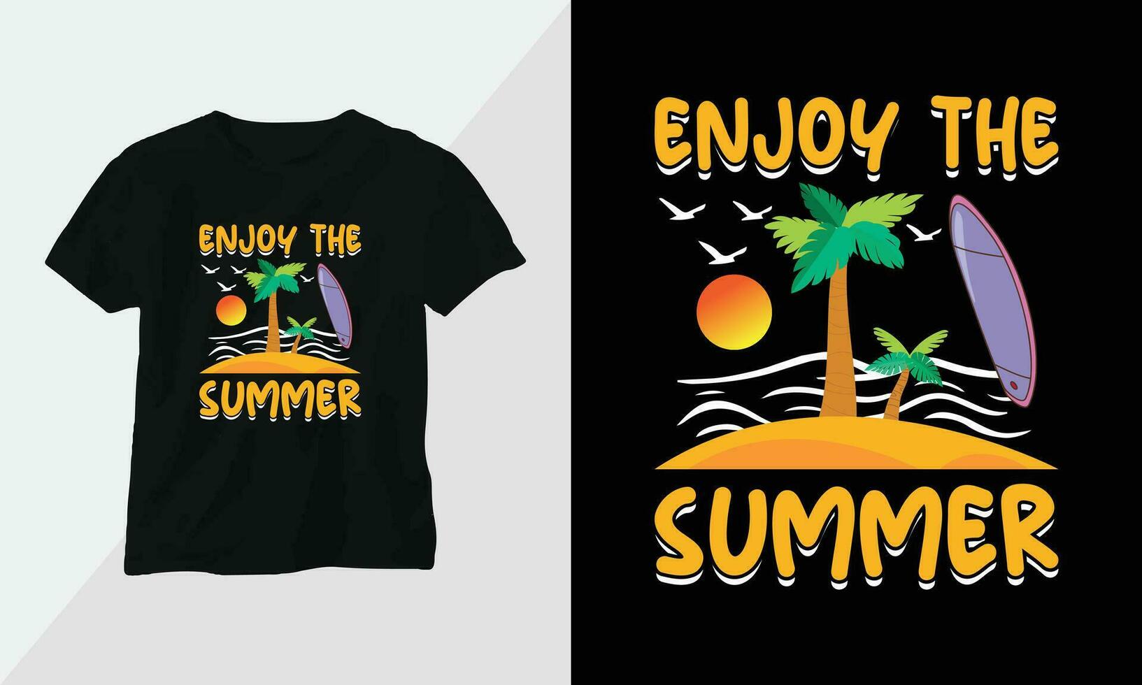 Summer Surfing t-shirt design concept. all designs are colorful and created using Surfboard, beach, summer, sea, etc vector