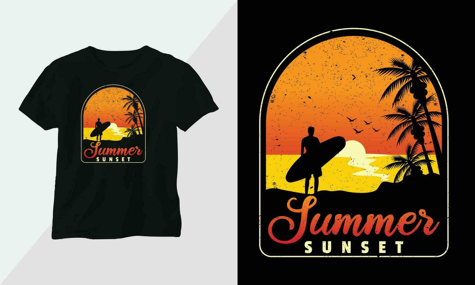 Summer Surfing t-shirt design concept. all designs are colorful and created using Surfboard, beach, summer, sea, etc vector