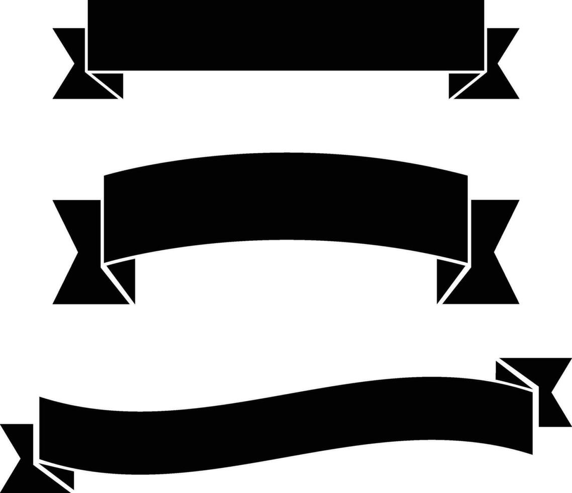Black Ribbon Banner, Label, Header Icon Set 26043261 Vector Art at Vecteezy