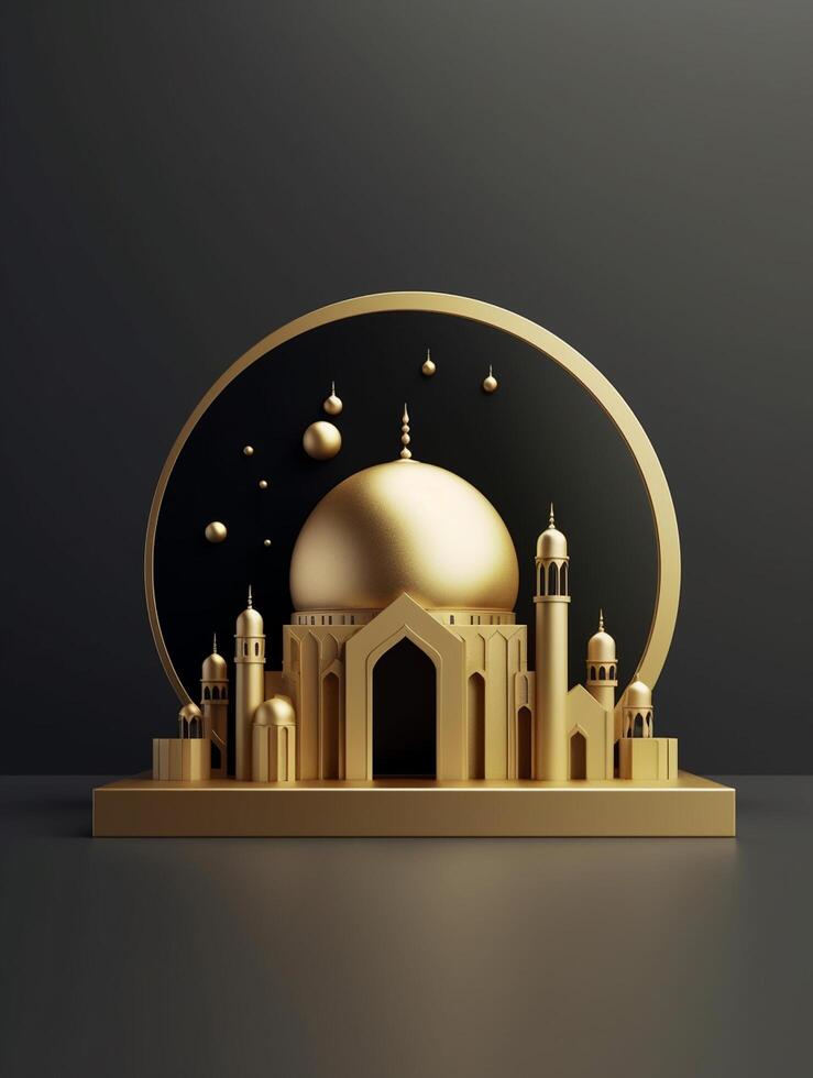Islamic cute 3d mosque for ramadan and Eid greeting background photo