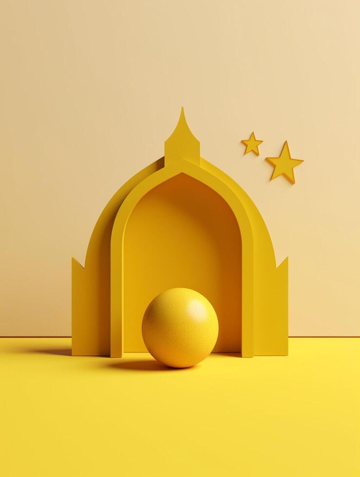 Islamic cute 3d mosque for ramadan and Eid greeting background photo