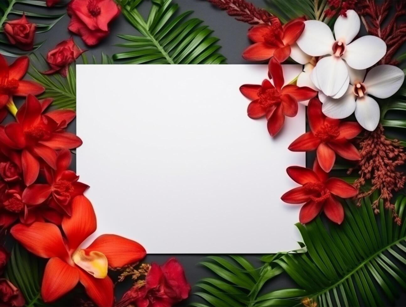 Tropical floral background copy space. Space for text photo