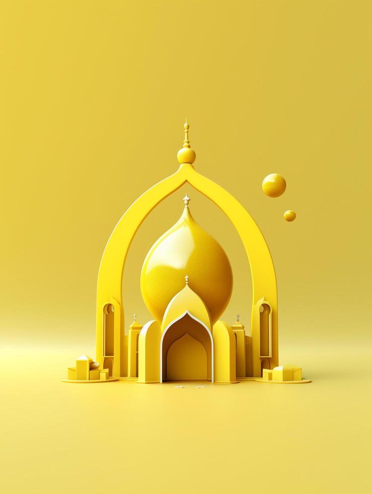 Islamic cute 3d mosque for ramadan and Eid greeting background photo