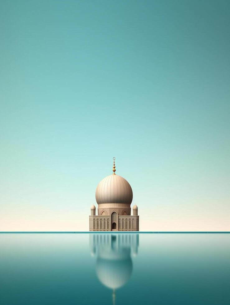 Islamic cute 3d mosque for ramadan and Eid greeting background photo