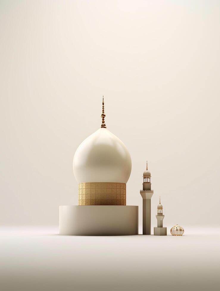 Islamic cute 3d mosque for ramadan and Eid greeting background photo