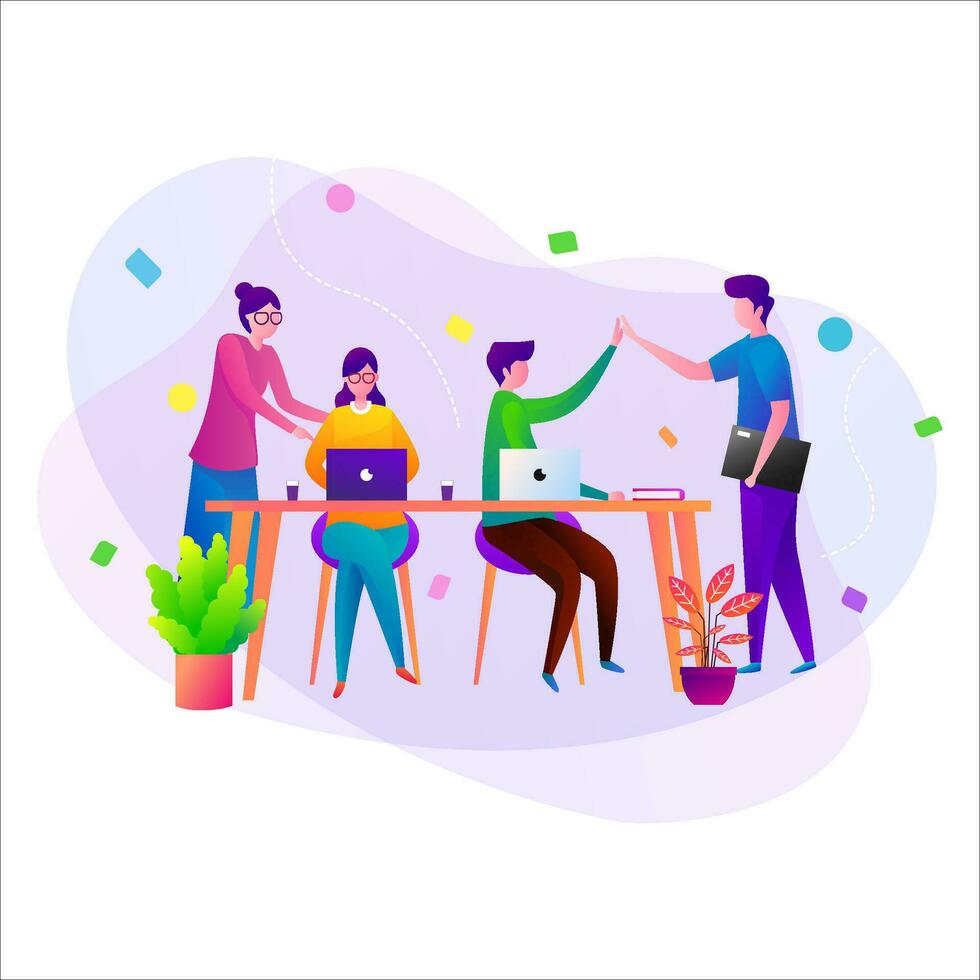 TEAM WORK FLAT ILLUSTRATION DESIGN vector