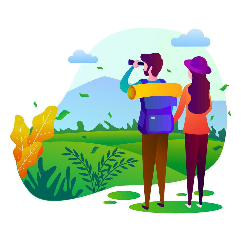 NATURAL ADVENTURES FLAT ILLUSTRATION DESIGN vector