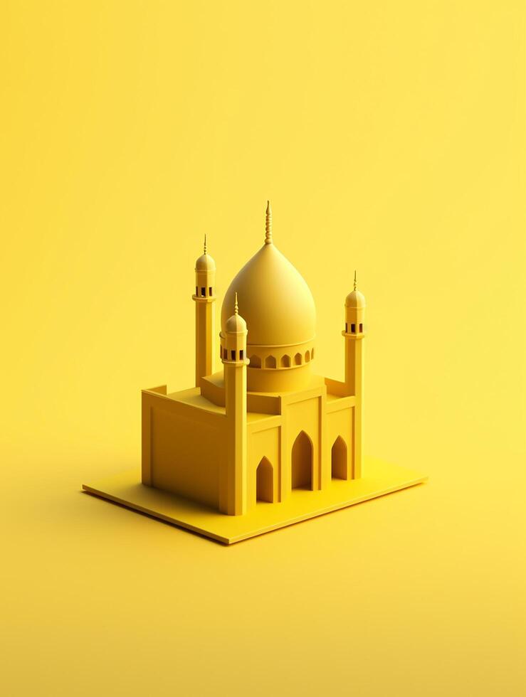 Islamic cute 3d mosque for ramadan and Eid greeting background photo