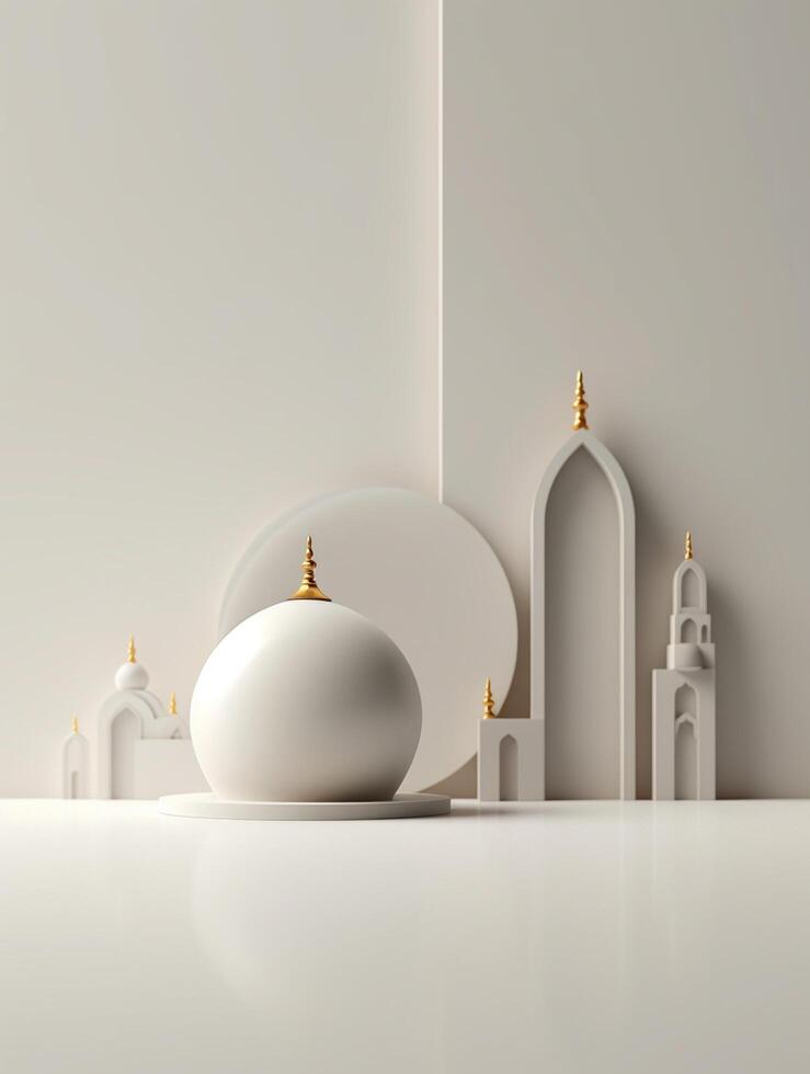 Islamic cute 3d mosque for ramadan and Eid greeting background photo