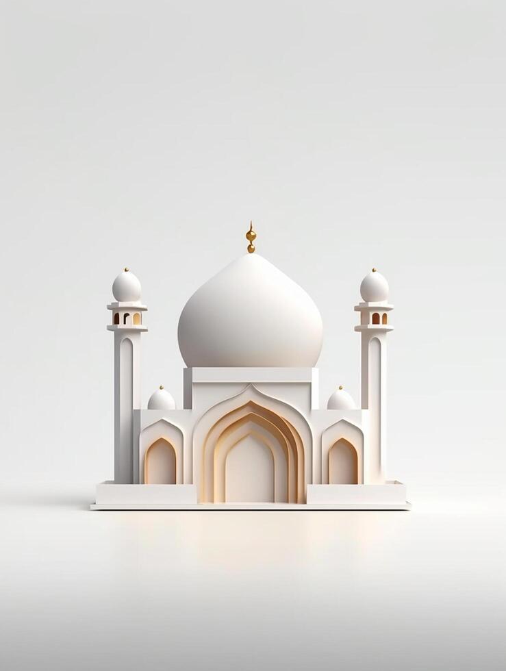 Islamic cute 3d mosque for ramadan and Eid greeting background photo