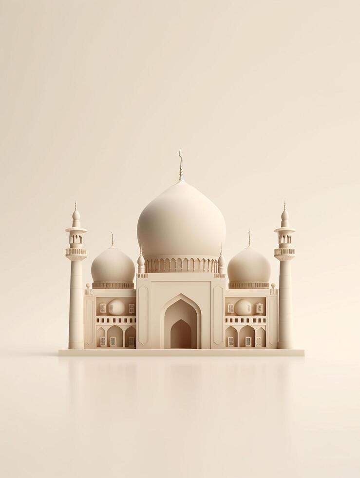 Islamic cute 3d mosque for ramadan and Eid greeting background photo