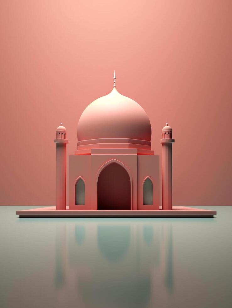 Islamic cute 3d mosque for ramadan and Eid greeting background photo