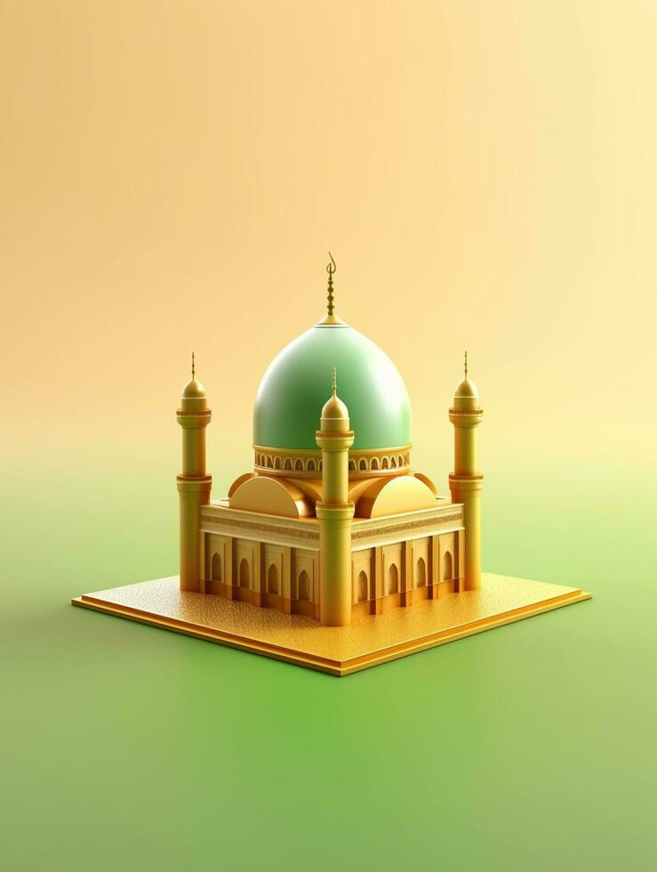 Islamic cute 3d mosque for ramadan and Eid greeting background photo