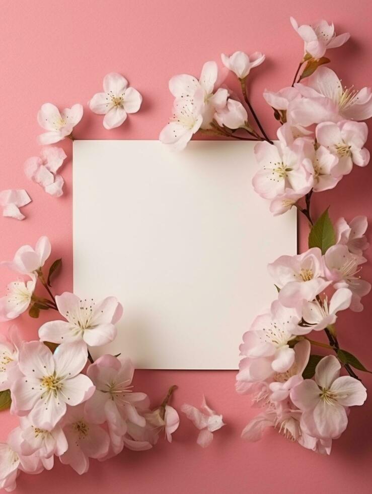 Tropical floral background with blank paper copy space. Space for text photo