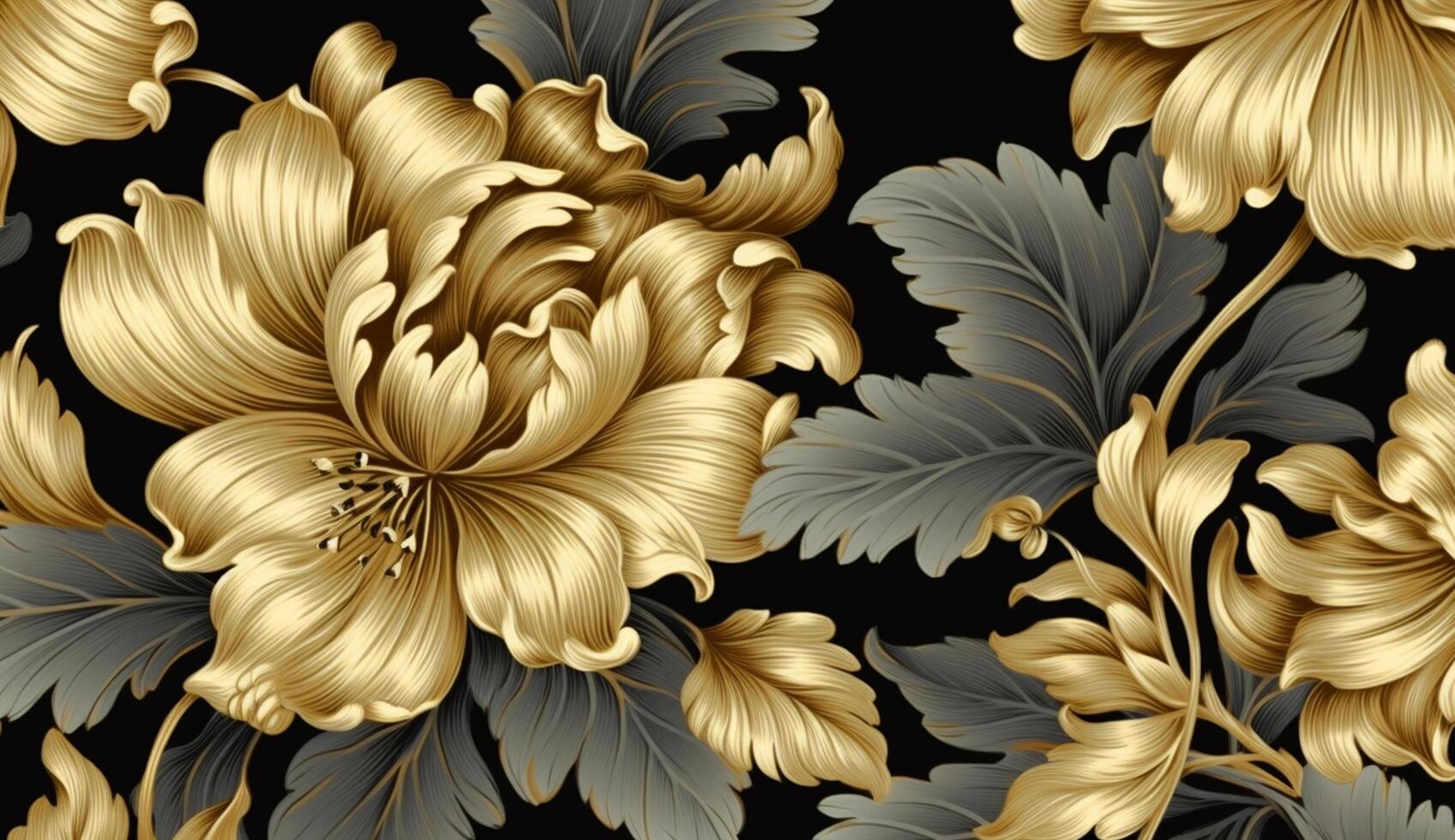 Black and golden shameless botanical pattern photo