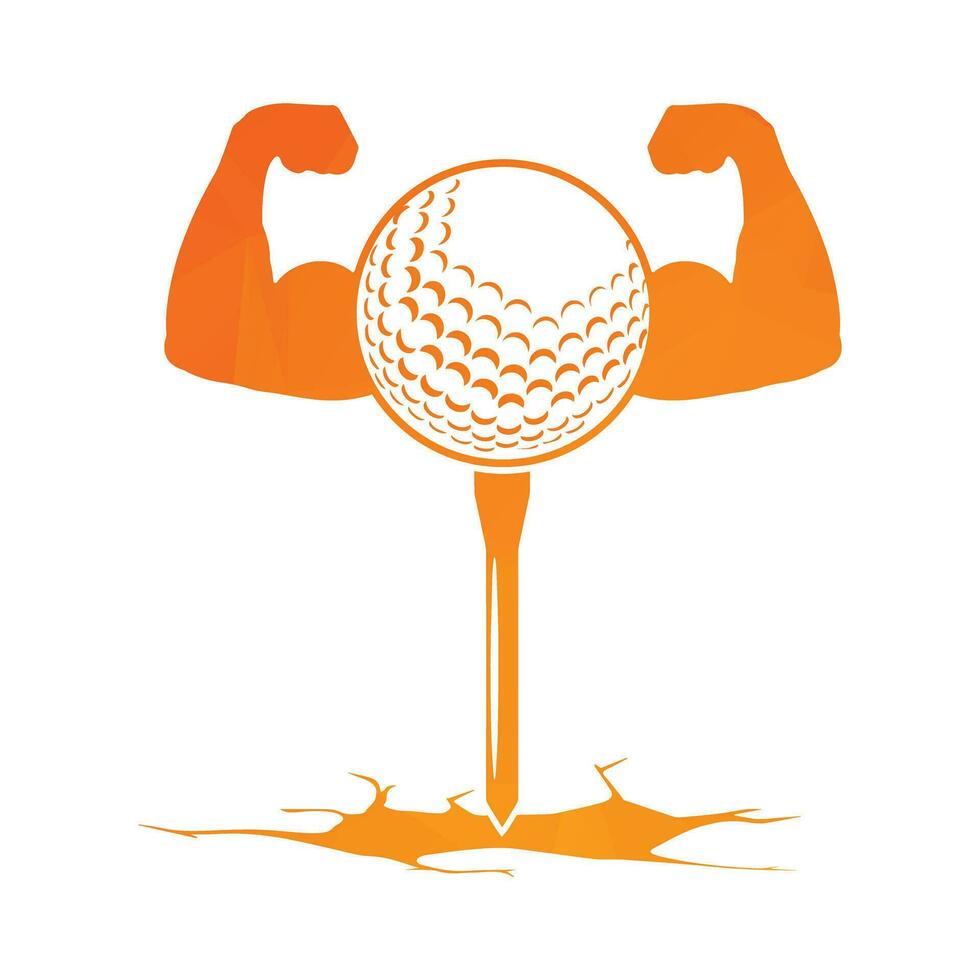 Golf ball and body biceps with crack vector illustration