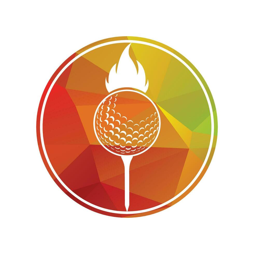 Golf ball with fire icon inside a shape of circle vector illustration