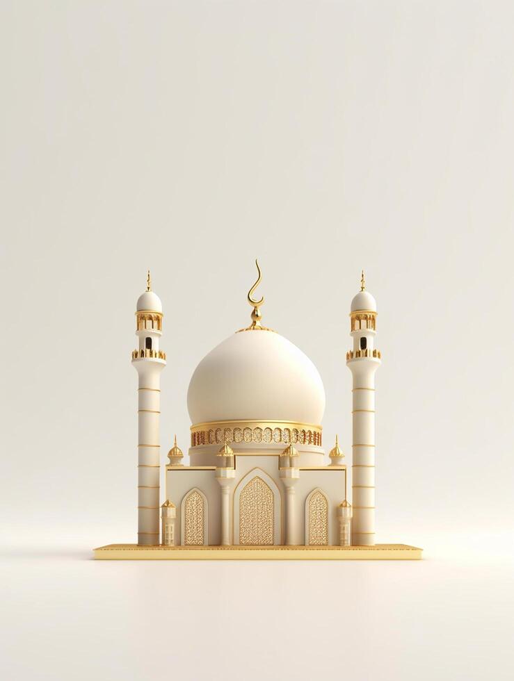 Islamic cute 3d mosque for ramadan and Eid greeting background photo