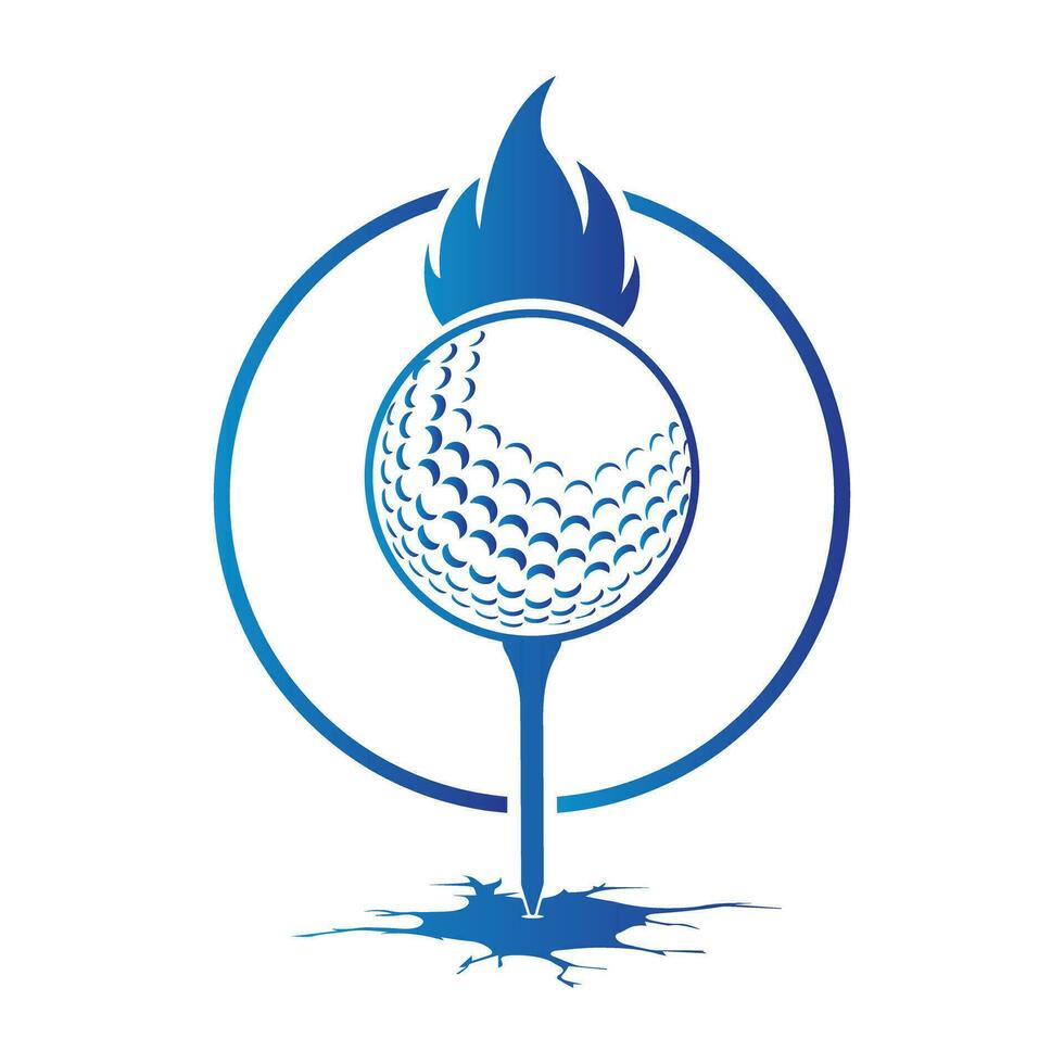 Golf ball with fire icon and earth crack vector illustration