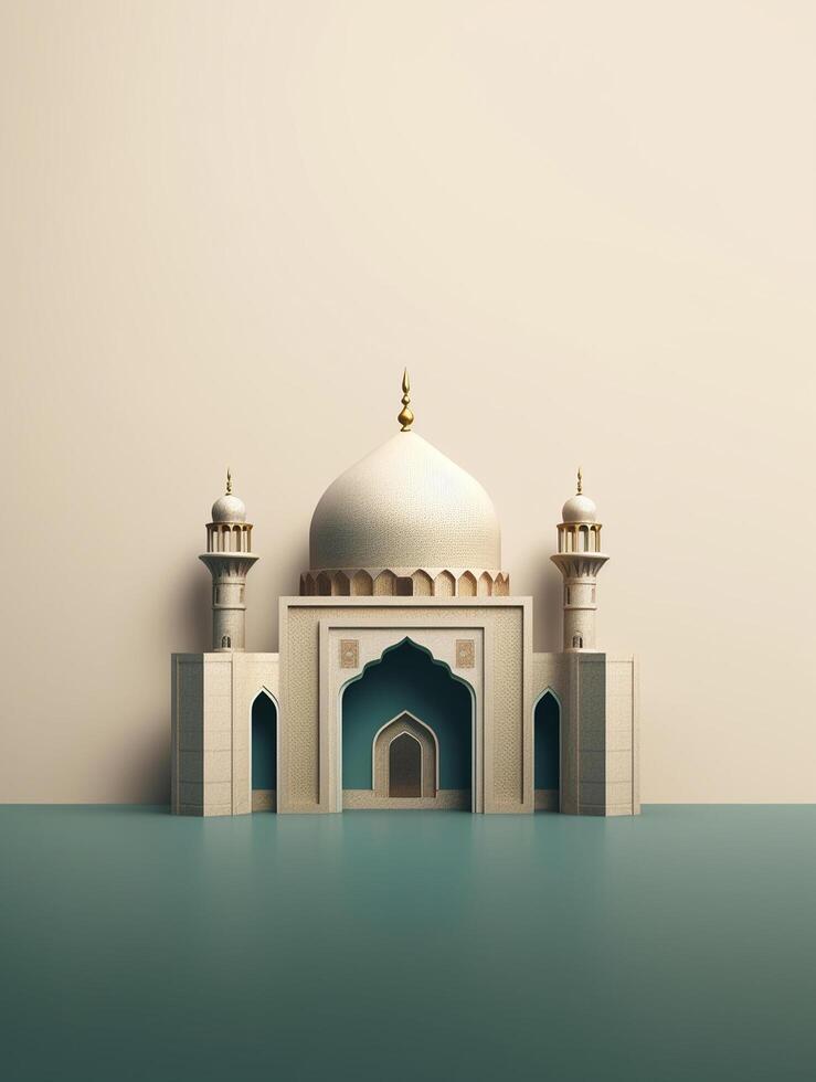 Islamic cute 3d mosque for ramadan and Eid greeting background photo