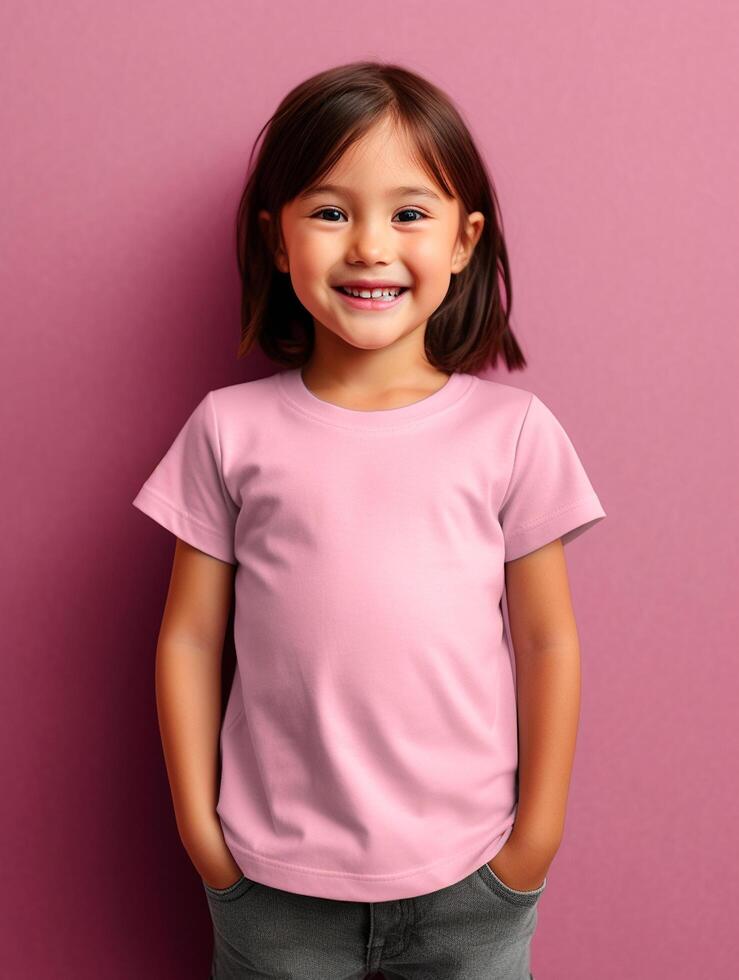 Girl's blank t-shirt for mockup design photo