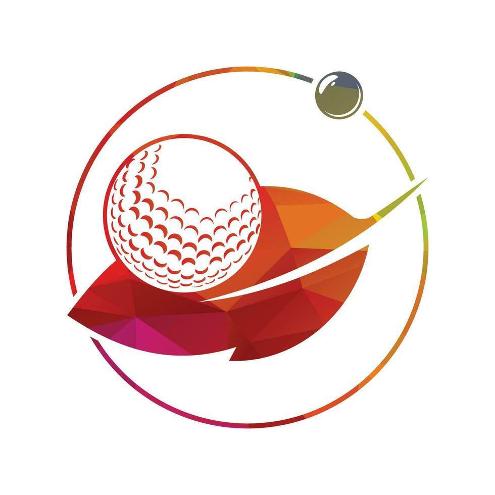 Golf ball and leaf logo inside a shape of ring vector illustration