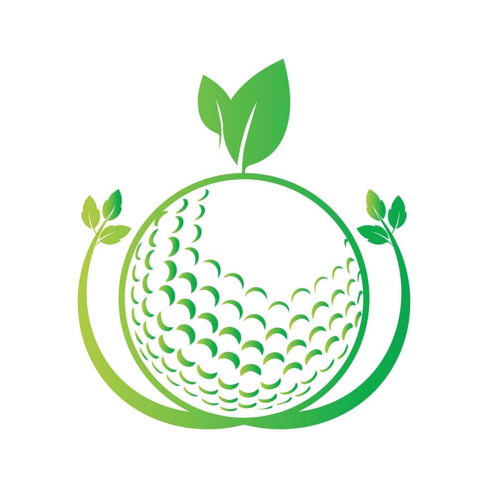 Golf ball and leaf logo vector illustration